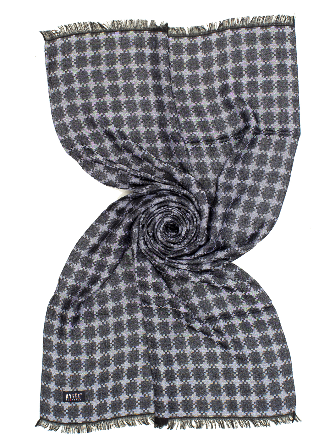 STOLA UOMO PIED DE COQ, 60%VI 40%MODAL, CM60X190, MADE IN ITALY    - BLACK